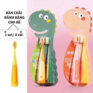 Bàn Chải Đánh Răng Cho Bé Hình Khủng Long Dễ Thương – Lông Siêu Mềm Tay Cầm Chống Trượt Set 2 Cái
