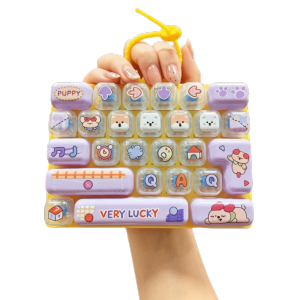 OPBWQH 26-Key Decompression Button Toy Transparent Dual-Tone Cute Design keyboard Pendant Keychain Simulation Keyboard Keyboard Keychain Childrens Bag