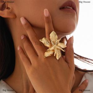[COD] Big House Vintage Big Flower Ring For Women Irregular Metal Punk Finger Ring Party Jewelry Gifts
