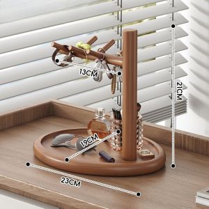MLADEN Entrance Rack Home Key Hanger Retro Style Table Solid Wood Storage Rack Decorative Glasses Watch Display Rack