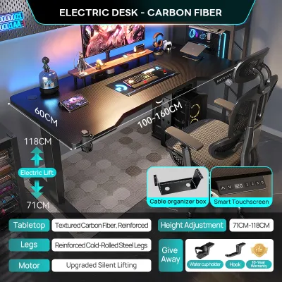 【30-Day Free Trial】Xpanse Carbon Fiber Electric Gaming Table Study Table Adjustable Office Table