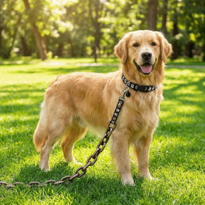 SVSAKZ168 Lightweight Simulated Giant Chain Pet Leash with Collar Plastic Dog Traction Rope Funny Creative Plastic Chain Dog Rope Outdoor Use