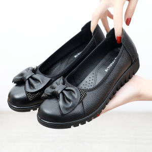 Free Shipping Mom Shoes Non-Slip And Comfortable Shallow-Toe Flats Grandma-Style Soft-Soled Leather Shoes 2026 Autumn New Collection Flat WomenS Shoes Thick-Soled Shoes