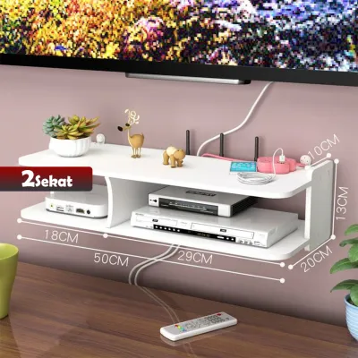 Rak Set-Top Kotak Dinding TV Ruang Tamu Bebas Pukulan Kotak Penyimpanan Router Hiasan Dinding Partisi Dekoratif Kamar Tidur - YOSINOGAWA STORE