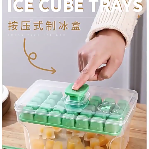 ถอดง่ายในตู้เย็นกล่องเก็บของเครื่องทำน้ำแข็งพลาสติกแม่พิมพ์ทำน้ำแข็งแบบใช้ซ้ำได้กล่องน้ำแข็งกดได้ง่ายที่จะปล่อยน้ำแข็ง