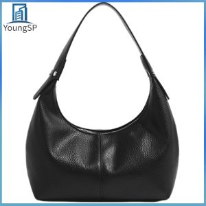 [Fast Delivery] PU Shoulder Bag Solid Color Crescent Hobo Bag Top Handle Handbag for Women Ladies Work Travel Commuting