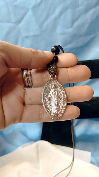 Miraculous Medal Silver Metal Pendant Necklace Of the Blessed Virgin Mary  Adjustable Chocker