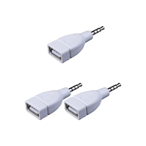 Sound Converters Adapter USB 2.0 Female to 3.5mm Male AUXs Sound Car Plug Jacks White
