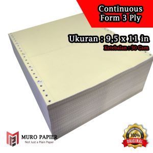( PER PAK - ISI 50 ) Kertas Continuous Form 50 gsm 3 ply dan 3 ply PRS 95 x 11 in - by Muro Papier