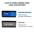 Anern แบตเตอรี่ Lifepo4 24V 100Ah แบตเตอรี่พลังงานแสงอาทิตย์ 25.6V 100Ah สร้างขึ้นในการป้องกัน BMS แบตเตอรี่ลิเธียมบลูทู ธ 2560Wh. 