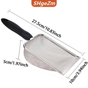 [COD] SHgeZm Vật nuôi làm sạch công cụ thép không gỉ Phân xẻng Net mèo xả rác xẻng loài bò sát thằn lằn cát xẻng lưới màn hình phân muỗng