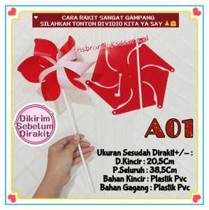 (1PCS) KINCIR ANGIN MERAH PUTIH HUT RI / MAINAN KINCIR ANGIN MERAH PUTIH DIRGAHAYU 17 AGUSTUS / KINCIR DEKORASI HIASAN SEPEDA TAMAN / RED WHITE PINWHEEL / KPK7580