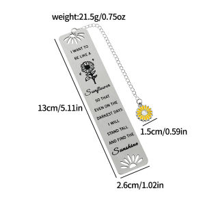 ZJT ST3 Sunflower Stainless Steels Bookmark School Gift For Girls Souvenirs Collections Chain TS3 JTZ