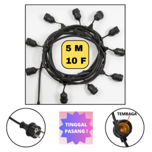 KABEL FITTING LAMPU GANTUNG OUTDOOR 10 METER 10 FITTING 20 FITTING IP65 WATERPROOF 10METER 5 METER