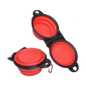 Foldable Dog Bowl With Locking Clip Portable Pet Feeders For Travel Hiking Outdoor Foldable Easy Storage Clip