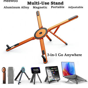 Meewoo Multi-role Laptop Stand Adjustable Aluminum Alloy Tablet Stand Foldable Magnetic Phone Stand for 4-17inch