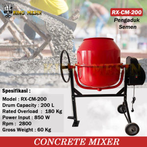 Mesin Pengaduk Semen Listrik 200L Molen Concrete Mixer Electric 200 LITER TERBAIK