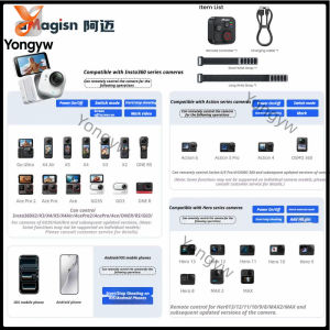 Yongyw. aMagisn 50M Bluetooth Remote Control For lnsta360 Go Ultra/X4 Air/X5/X4/AcePro 2/Go 3s/GoPro/DJI Osmo Action 6 5 4/360/Mobile PhoneSmart Shutter Controller Cameras Accessories