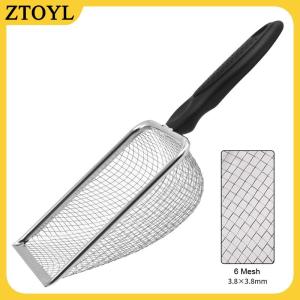 ZTOYL Vật nuôi làm sạch công cụ thép không gỉ Phân xẻng Net mèo xả rác xẻng loài bò sát thằn lằn cát xẻng lưới màn hình phân muỗng