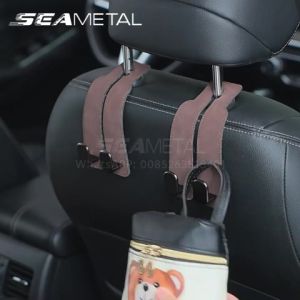 Car Back Seat Hooks Suede Metal Headrest Hanging Holder Storage Hanger Interior Accessories