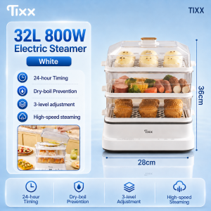 Tixx Electric Steamer for Siomai 40L 304 Stainless Steel Electric Food Steamer 24H Timer Keep Warm