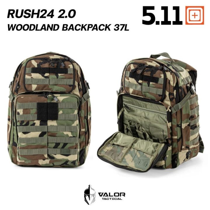 5.11 RUSH 24 2.0 Woodland Backpack 37L [Woodland Camo] กระเป๋า 