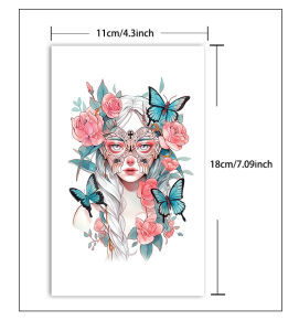 Beautiful flower butterfly girl tattoo stickers arm thigh pattern waterproof long-lasting small fresh water transfer