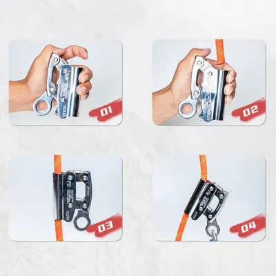 Large Carabiners Heavy Duty Alloy Steel Self-Locking Device Climbing Rope Grab Protection Work At Height Anti-dropping Deviceเชือกโรยตัวเพื่อความปลอดภัย Carabiners ความปลอดภัย อุปกรณ์ล็อคตัวเอง Climbing Fall Protection งานทางอากาศ