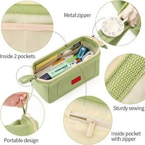 JING Large Capacity Canvas Pencil Case Oxford Fabric Simple Design Stationery Storage Bag Durable Aesthetic Style Pen Pouch For Girls