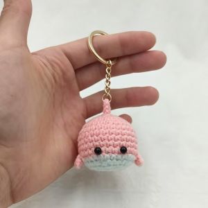 1/2Pcs Cute Crocheted Little Whale Keyrings DIY Woollen Decor Cartoon Weaved Knitting Car Backpack Pendants DIY Woollen Decor