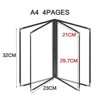 A4 Transparent Menu Cover Restaurant Menu Cover Menu Book 4/6 Page