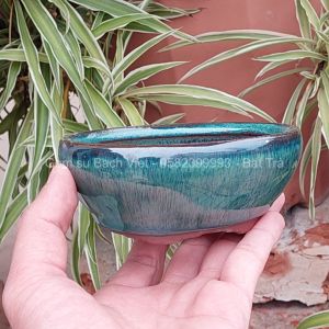 Set bộ 3 chậu trồng cây mini men xanh ngọc loại đẹp Bát Tràng và nhiều mẫu với nhiều kích thước (Free ship - HCM)