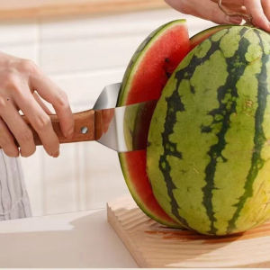 🍉🔪 Dao Cắt Dưa Hấu Inox 304 Cán Gỗ 2 Trong 1 Kiêm Xúc Trái Cây Dao Cắt Hoa Quả Đa Năng PVN10242