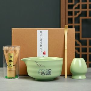 VIVIDI Thìa Matcha Bộ trà matcha Nhật Bản Que trà Bát đấu Máy đánh trứng trà xanh Có thể tái sử dụng Dụng cụ pha trà Bộ Đánh Trứng Matcha dành cho những người yêu trà