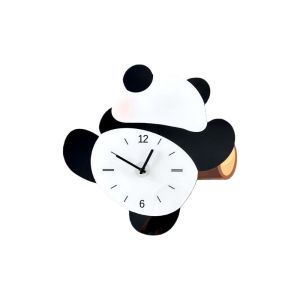 FOUNDTWO Cartoon Swinging Panda Wall Clock Wooden Silent Digital Clock Festival Gifts Time Accuracy Hanging Watch Living Rooms