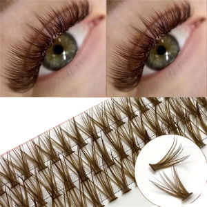 Colorful Brown Individual Cluster Lashes - 200 Pcs Soft Fans DIY At Home (40p D)
