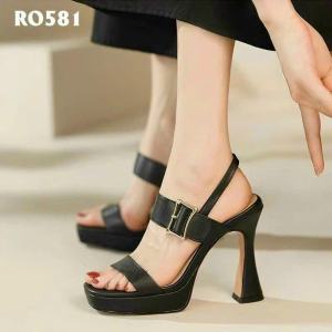 Giày sandal nữ cao gót 9cm hàng hiệu rosata màu đen thời trang cao cấp ro581