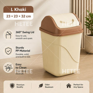 HETEE Plastic Trash Bin with Press Ring Shake Lid Large Capacity Garbage Can for Kitchen Bathroom Toilet Bedroom