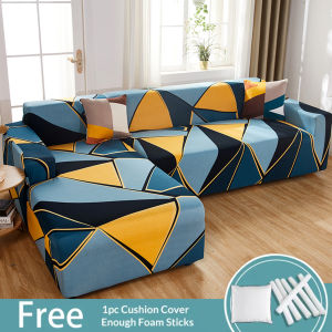 (L Shape Need to Buy 2 PCS) Universal Sofa Cover Stretchable Armless Sofa Seat Cover I Shape L Type Cover Sofa Elastic Sofa Set 1/2/3 Seater with Free Pillowcase