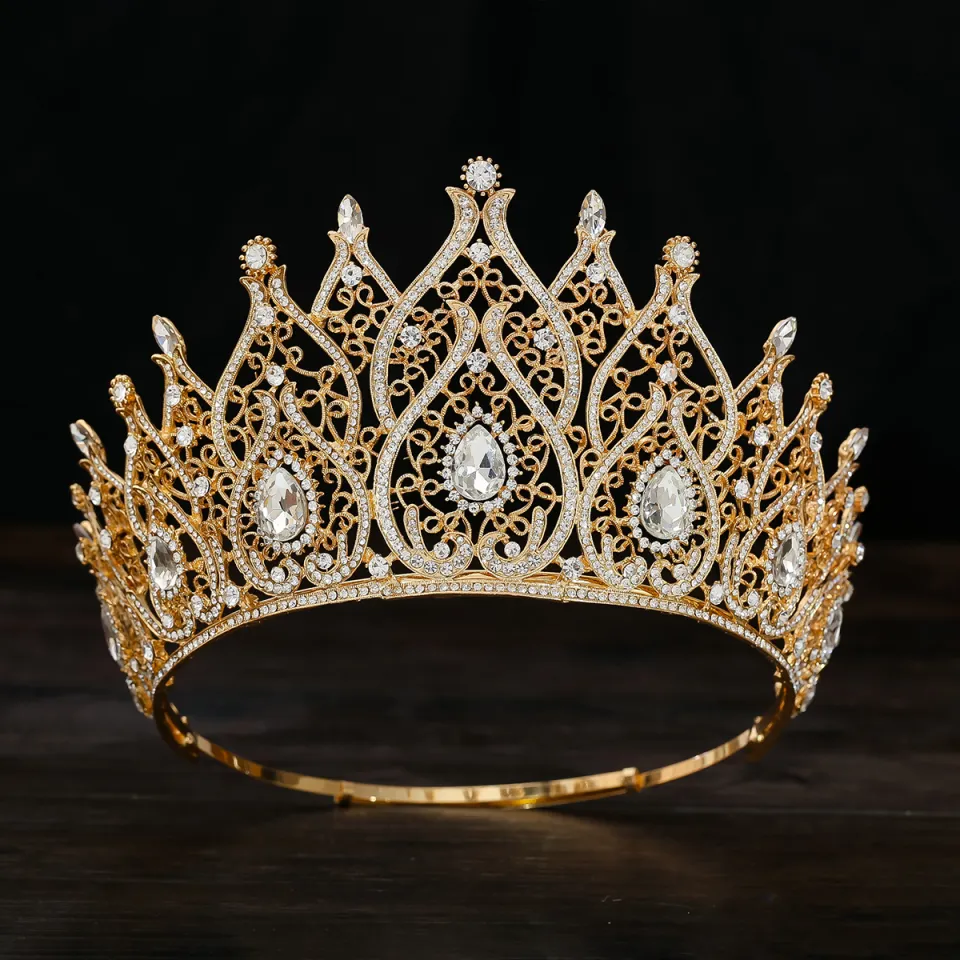 Jeweled Baroque Queen Crown - Rhinestone Wedding Crowns and  display picture 1