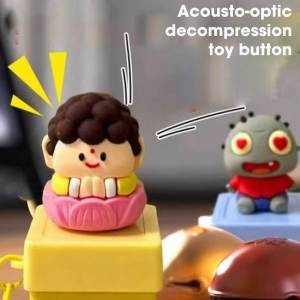 Anti-Stress Button Keychain - Press And Pop Up Sound Effects Fun Novelty Office Desk Toys For Adults Cute Cartoon Fidget Sensory Toys For Anxiety Relief