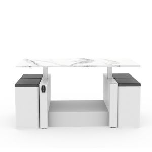 50-73cm Multipurpose Marble Coffee Table with Electric Raisable Top Lifting Dinner Table