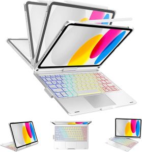 360° Rotatable Magic Keyboard for iPad 10th Generation 10.9" 2022 with Multi-Touch Trackpad 7 Color Backlight with Pencil Holder