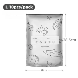 【In stock】NEW！50pcs Food grade Thickened Aluminum Foil Food Bag Large Capacity Leakproof Freezer Safe Kitchen Fresh Bag Fresh-keeping Reusable Zip Lock Bag Aluminum Foil Stand Up Zip Lock Fresh Keepin