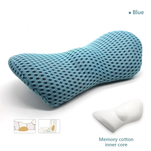 Memory Foam Lumbar Pillow – Breathable Back Support Cushion for Car Office & Bed | Pain Relief Washable Cover