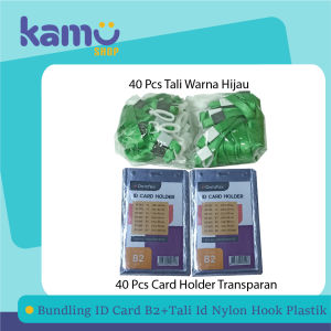 Bundling 40Pcs ID Card B2 + 40Pcs Tali ID Card Nylon Hook Plastik NYLKP