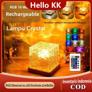 Lampu Crystal Meja 16 Warna Sentuh Adjustable RGB Lampu Lampu Tidur Romantis Lampu Hias