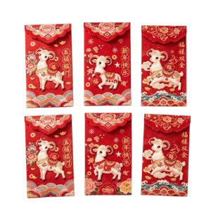 DFVDSPW 6 pcs Blessing Words Goat Year Money Envelope Cartoon Chinese Style New Year Red Packet Money Pouch Traditional Lucky Red Pocket New Year