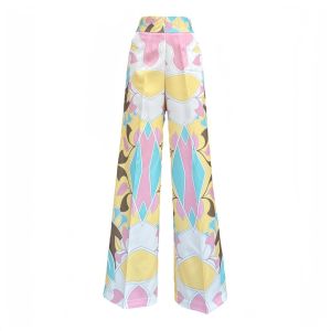 กางเกงขายาว ทรงกระบอก ผู้หญิง สง่างาม สีพื้น ลายริ้ว ผ้าโพลีเอสเตอร์ ผ้านิ่ม เอวสูง รุ่น BN024 ทุกไซส์ สไตล์เกาหลี