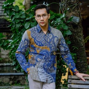 BATIK ARKANZA Motif Argani Kemeja Batik Pria Lengan Panjang Slimfit Premium Bahan Katun Lapis Furing